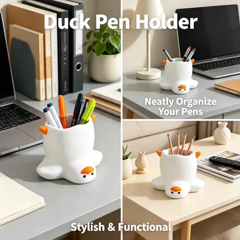 Duck-shaped pen holder